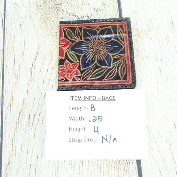 Lot of 3 Vintage Floral Print Handcrafted Sheepskin Leather Wallet Change Purse - Picture 14 of 15